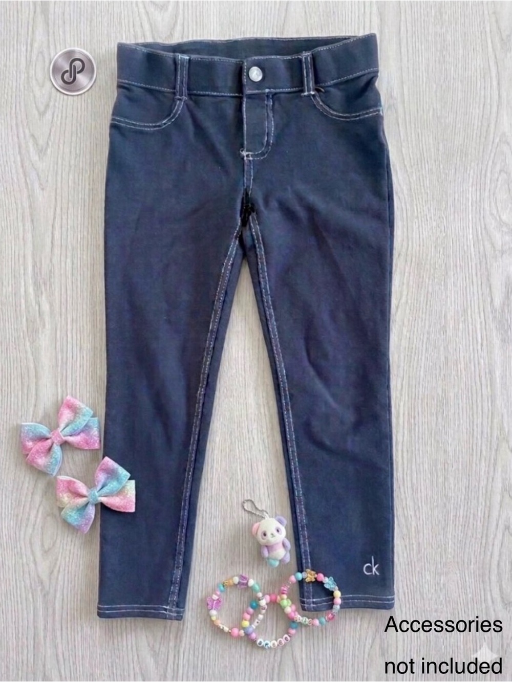 Calvin Klein Kids Black Stretch Leggings with Contrast Stitching Girls Size 7
